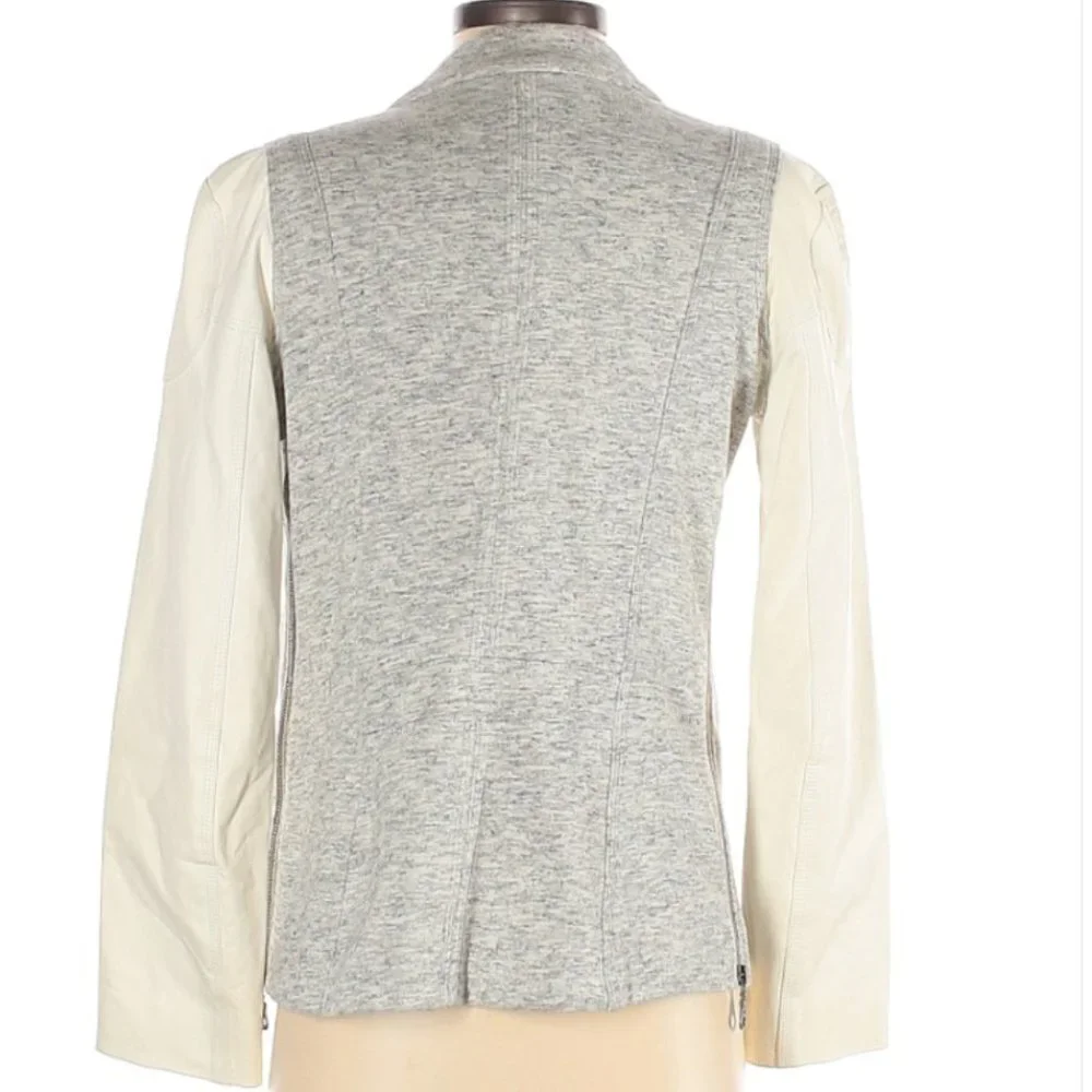 Truth and Pride White Leather Sleeve Moto Jacket Size Small